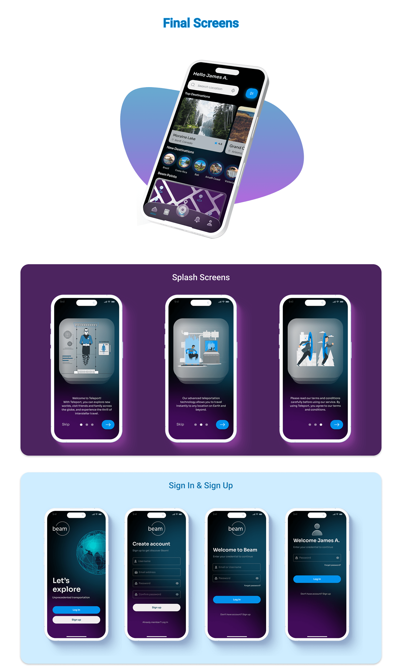 app app design Case Study futuristic Scifi teleport UI ui design UI/UX uxdesign