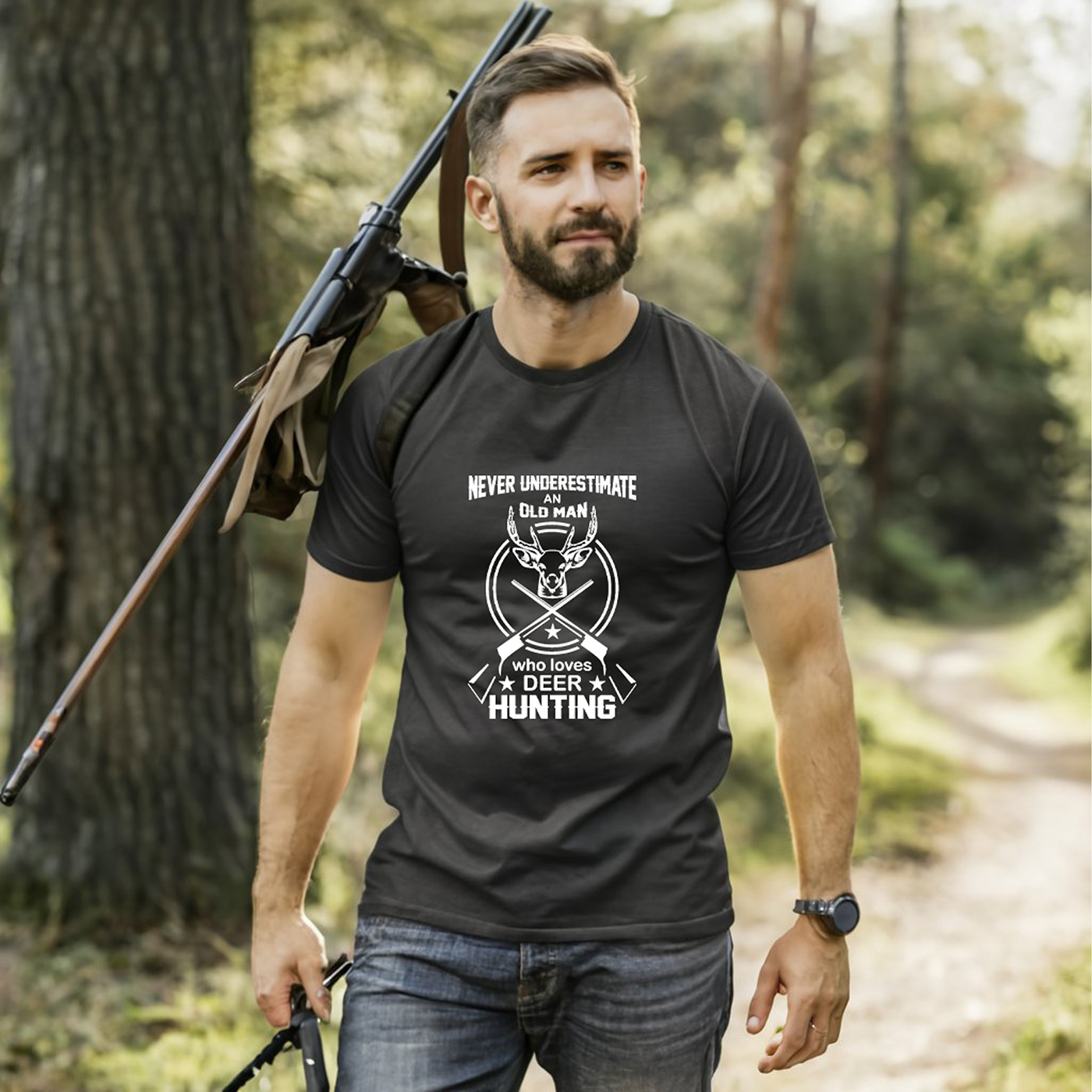 Outdoor Hunting T-shirt Design hunter t-shirt Tshirt Design forest Hunting deer animal Gun
