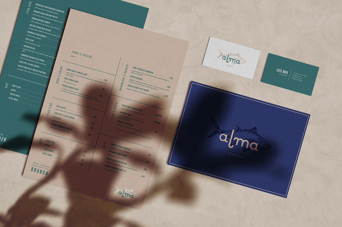 alma brand identity branding  fish Freelance logo philippines restaurant seafood Siargao
