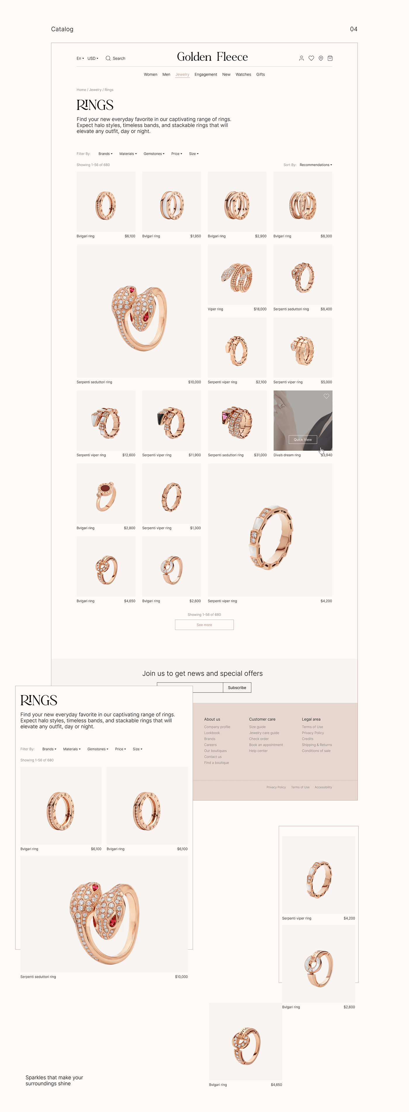 Ecommerce Fashion  jewelry minimal redesign shop store UI ux Website