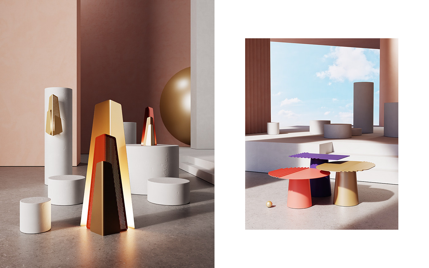 3D bench design home indoor inspiration Interior modern moodboard tendance