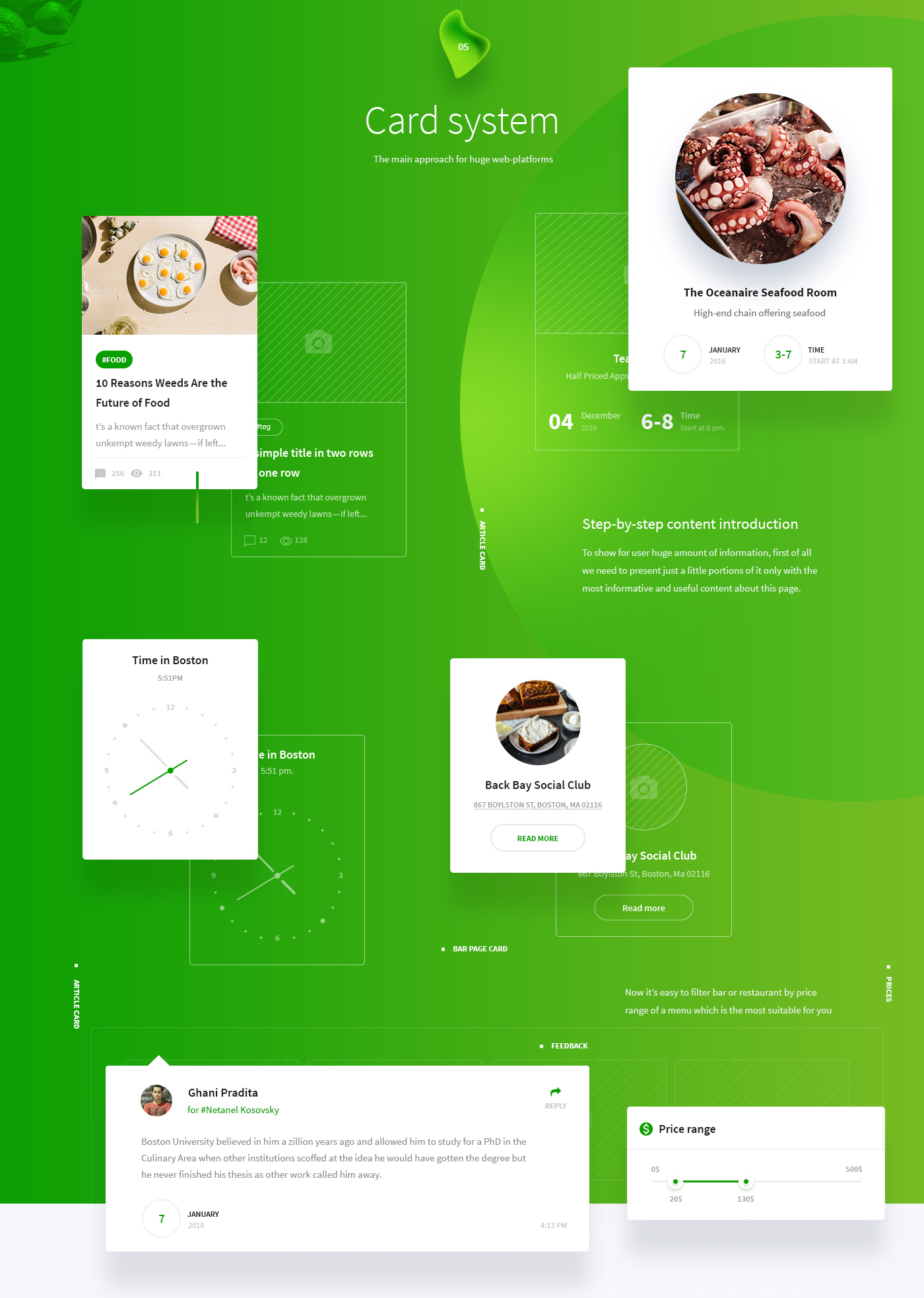 green UI Web Interface Food  interactive bar restaurant Website Event