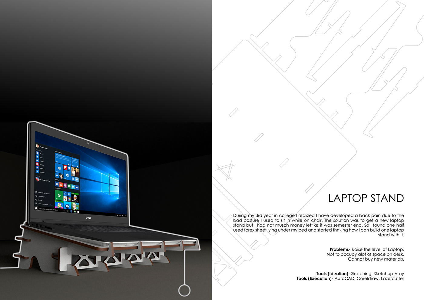 product design  industrial design  DIY laptop stand Lazercut