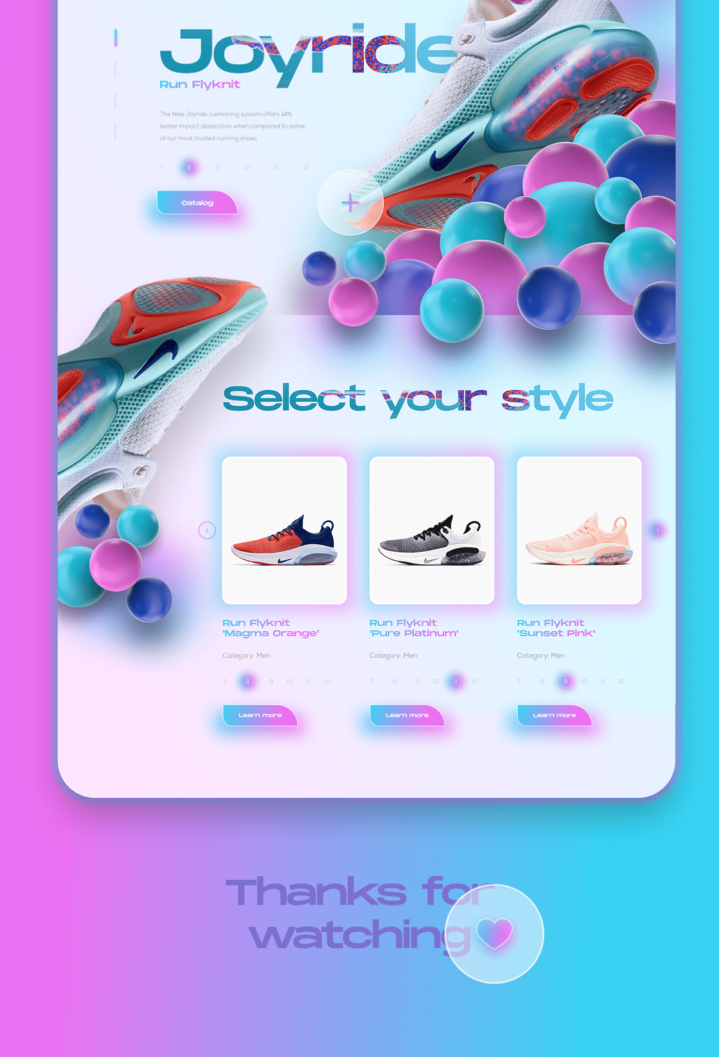 Nike joyride Figma UI/UX concept design homepage homepage design