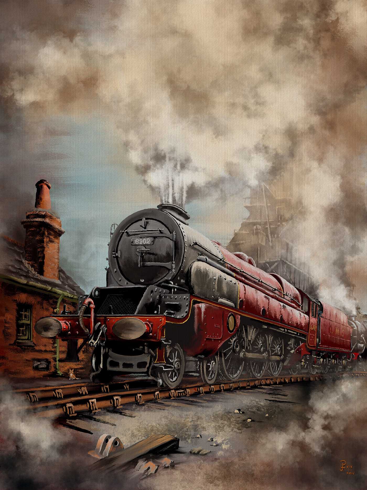 Steam railway locomotive LMS british 1930s turbomotive
