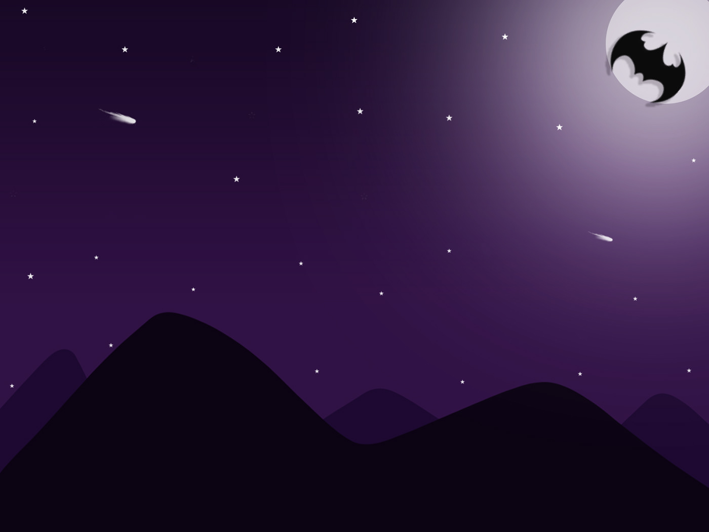 Comet Drawing  image Landscape moon mountian purple star