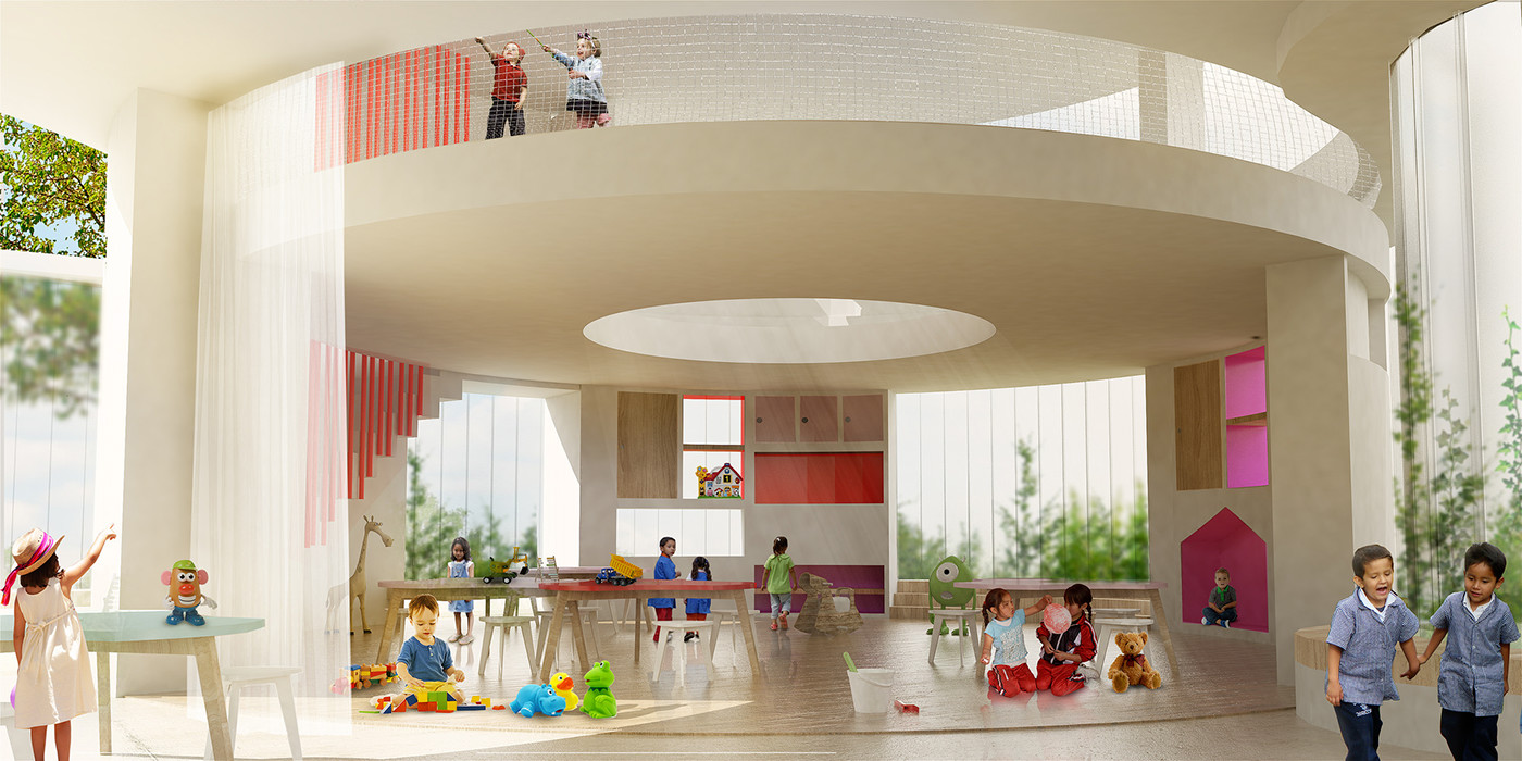 arquitectura diseño mobiliario educación institucion Concurso 3D esquemas