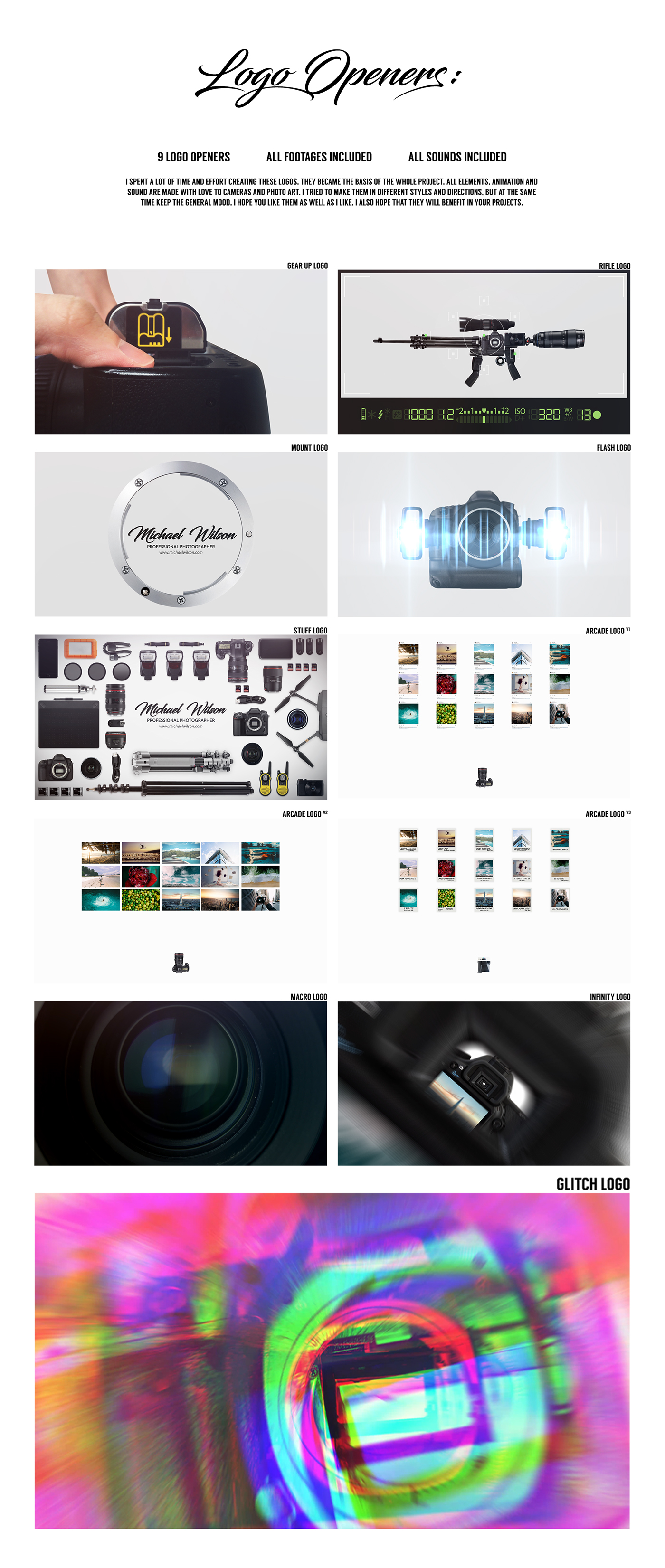photographer Photography  after effects template camera logo opener logo slideshow titles macro