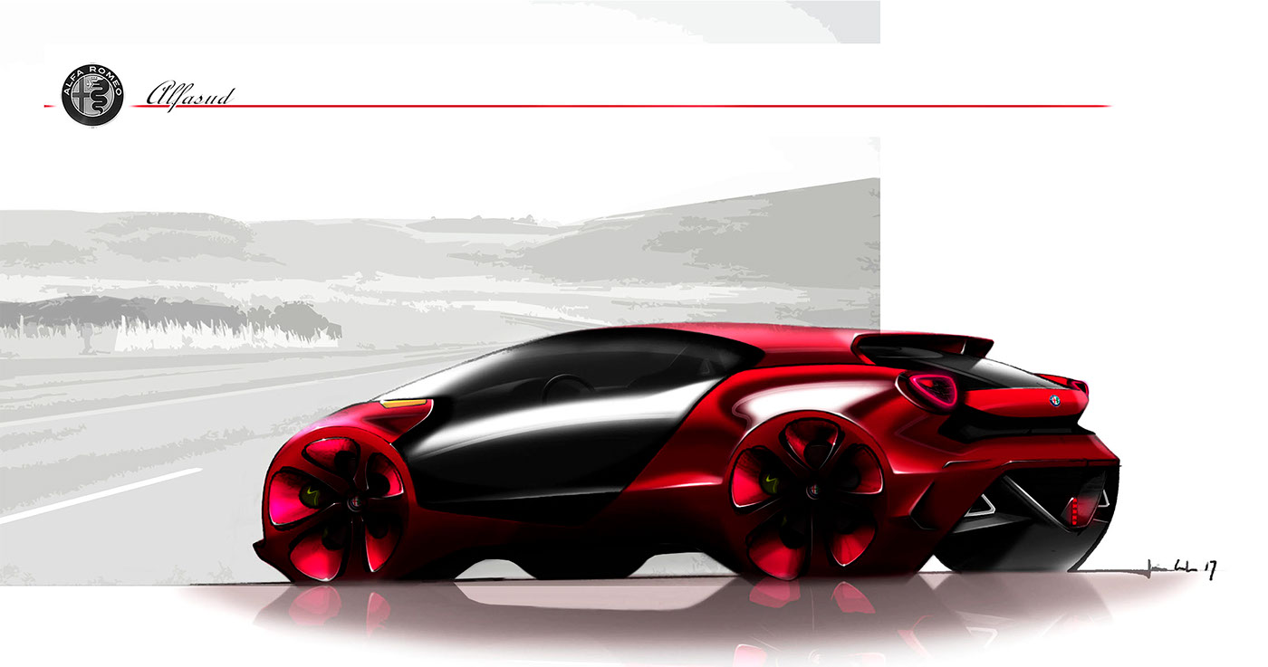 alfa romeo Alfasud quadrifoglio sketch car design Automotive design car design school car sketch Drawing 