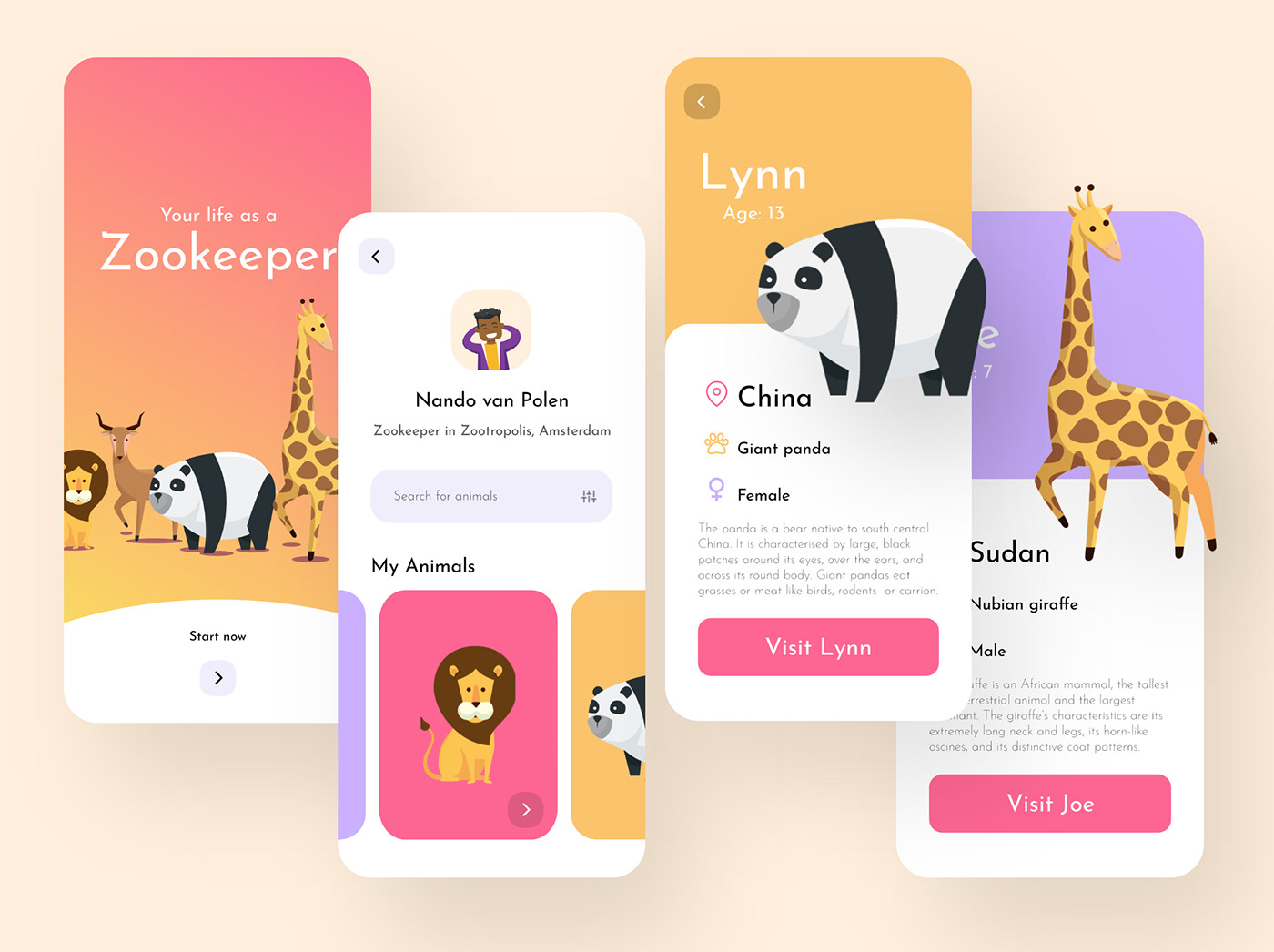 Your life as a Zookeeper is a clean and minimal app for kids learn more about animals