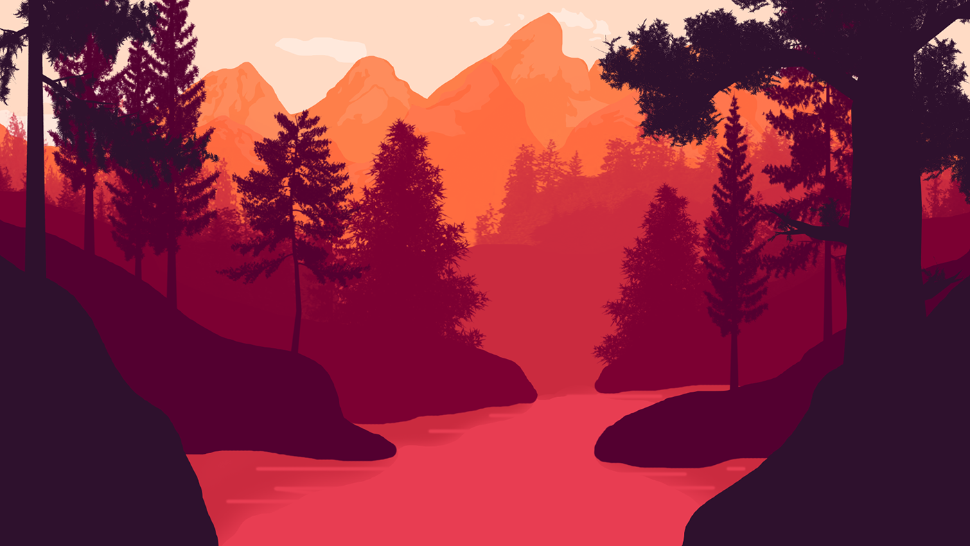 flat Landscape Nature national parks ILLUSTRATION  Illustrator FIREWATCH Landscape Design Hike camp