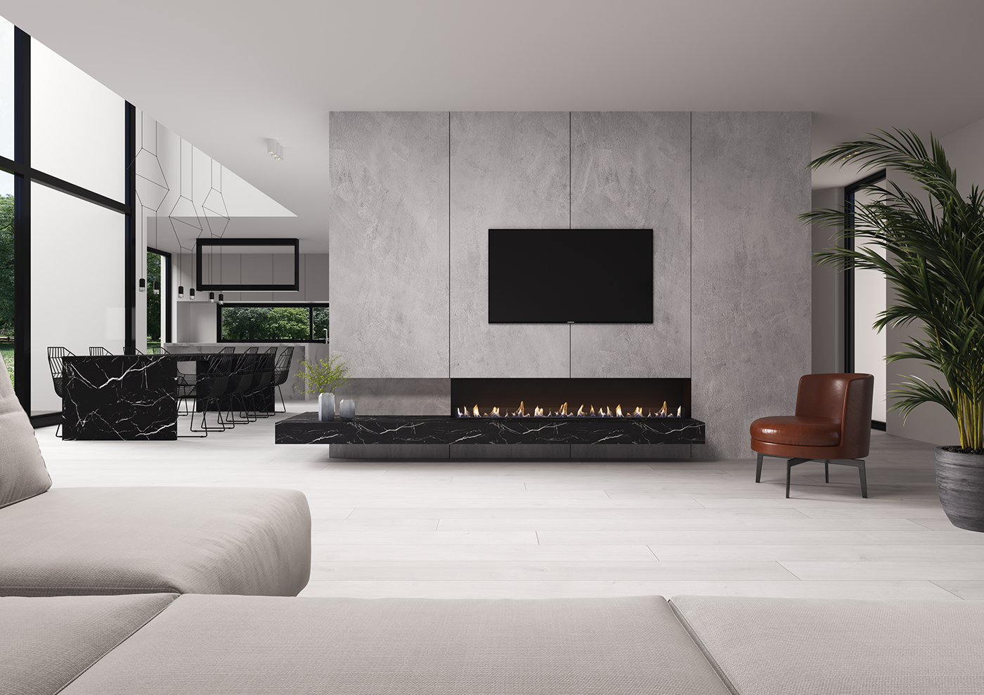 fireplace Interior architecture interior design  corona CGI 3D CoronaRender  White Marble