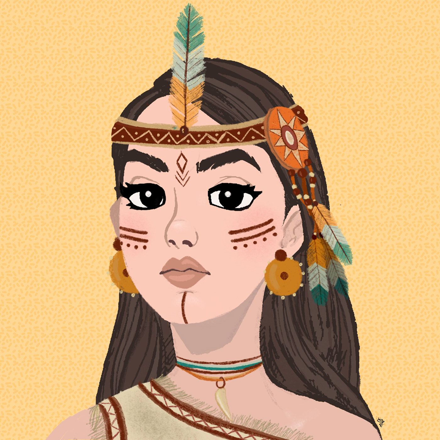 artwork beauty cartoon Character design  culture Digital Art  ILLUSTRATION  nativeamerican portrait Procreate