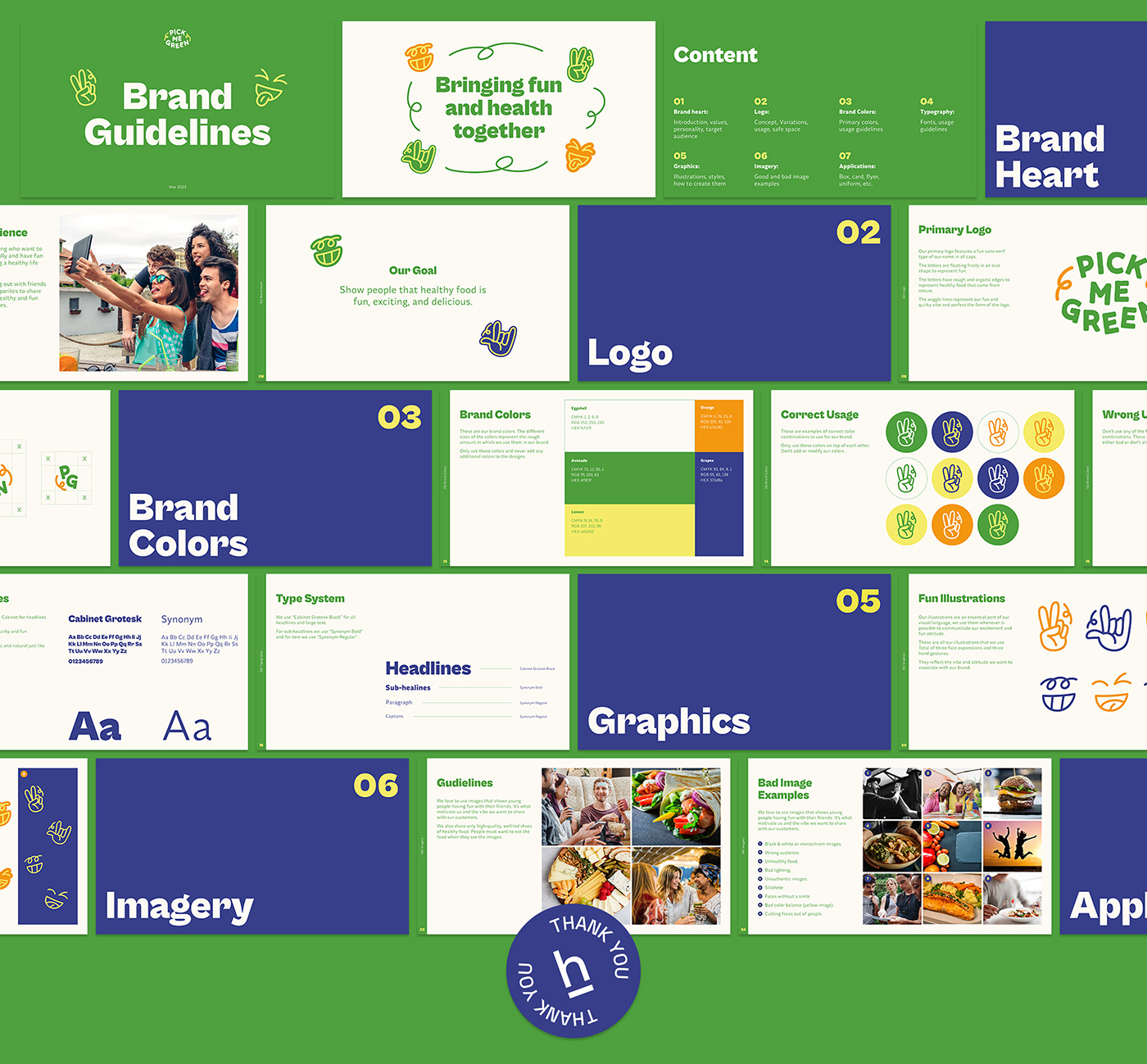 Brand guidelines manual for a healthy food brand