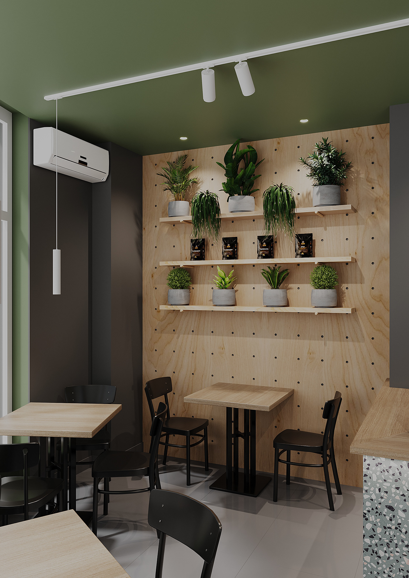 cafeteria design coffee shop wall decor ukrainian design modification BAR COUNTER DESIGN rendering custom made furniture plywood walls