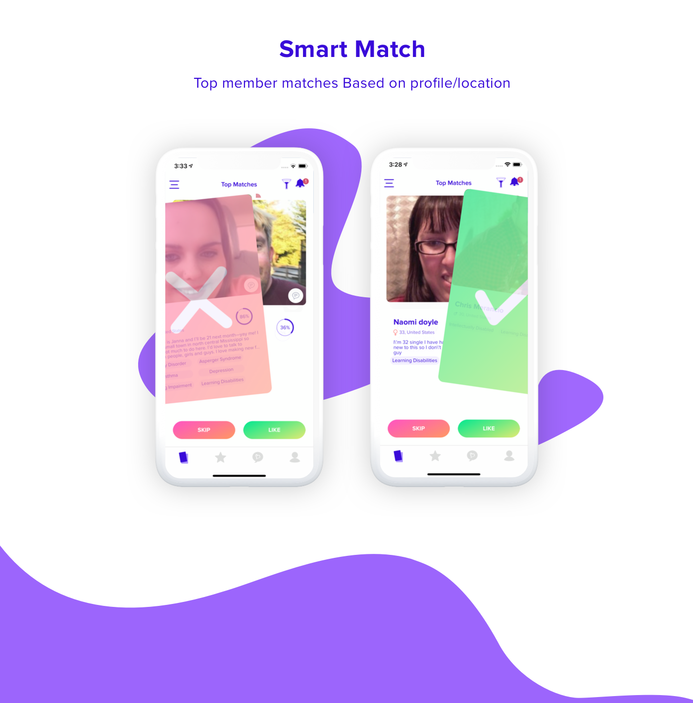 Dating special disable UI Appdesign ux clean minimalistic
