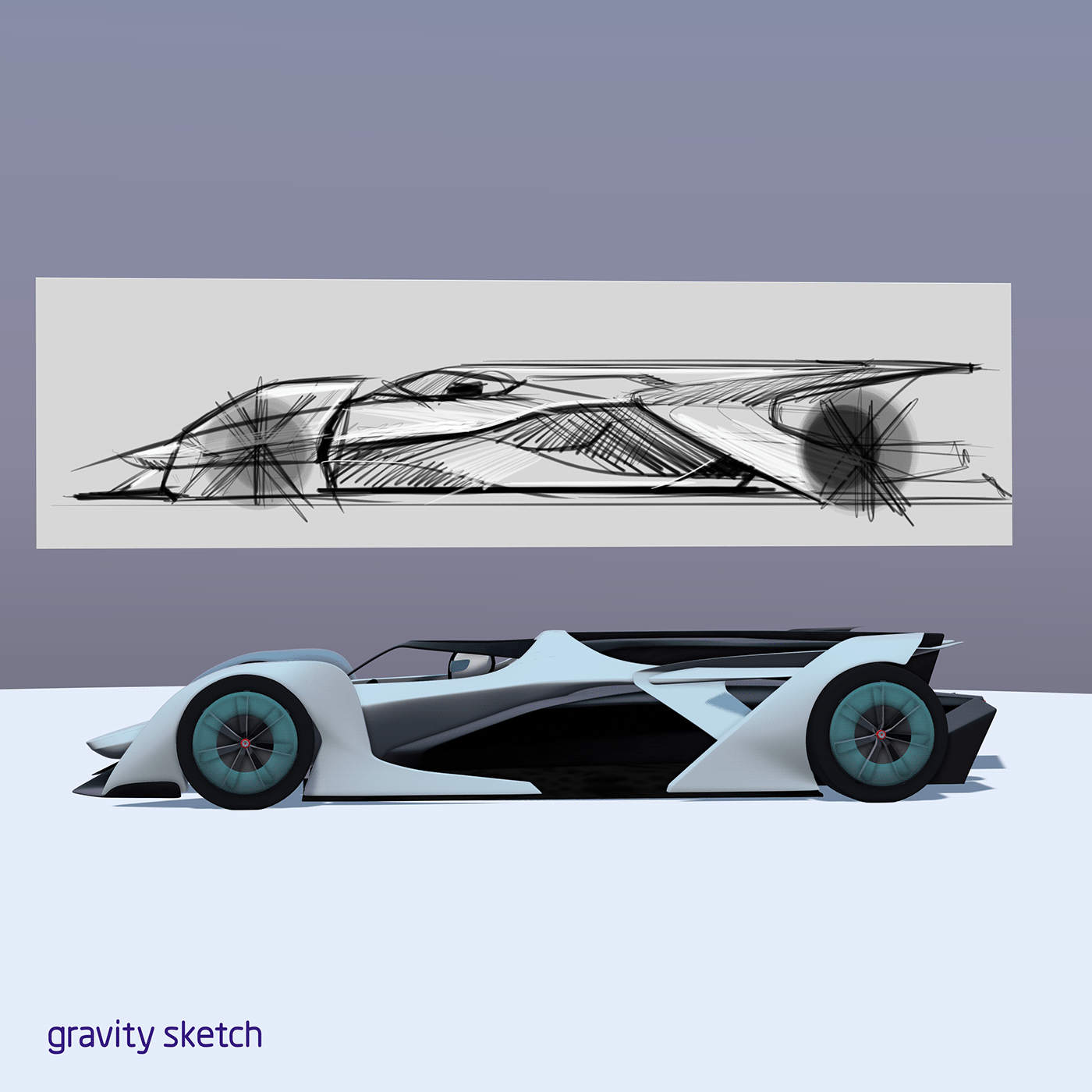 formula e concept with covered wheels