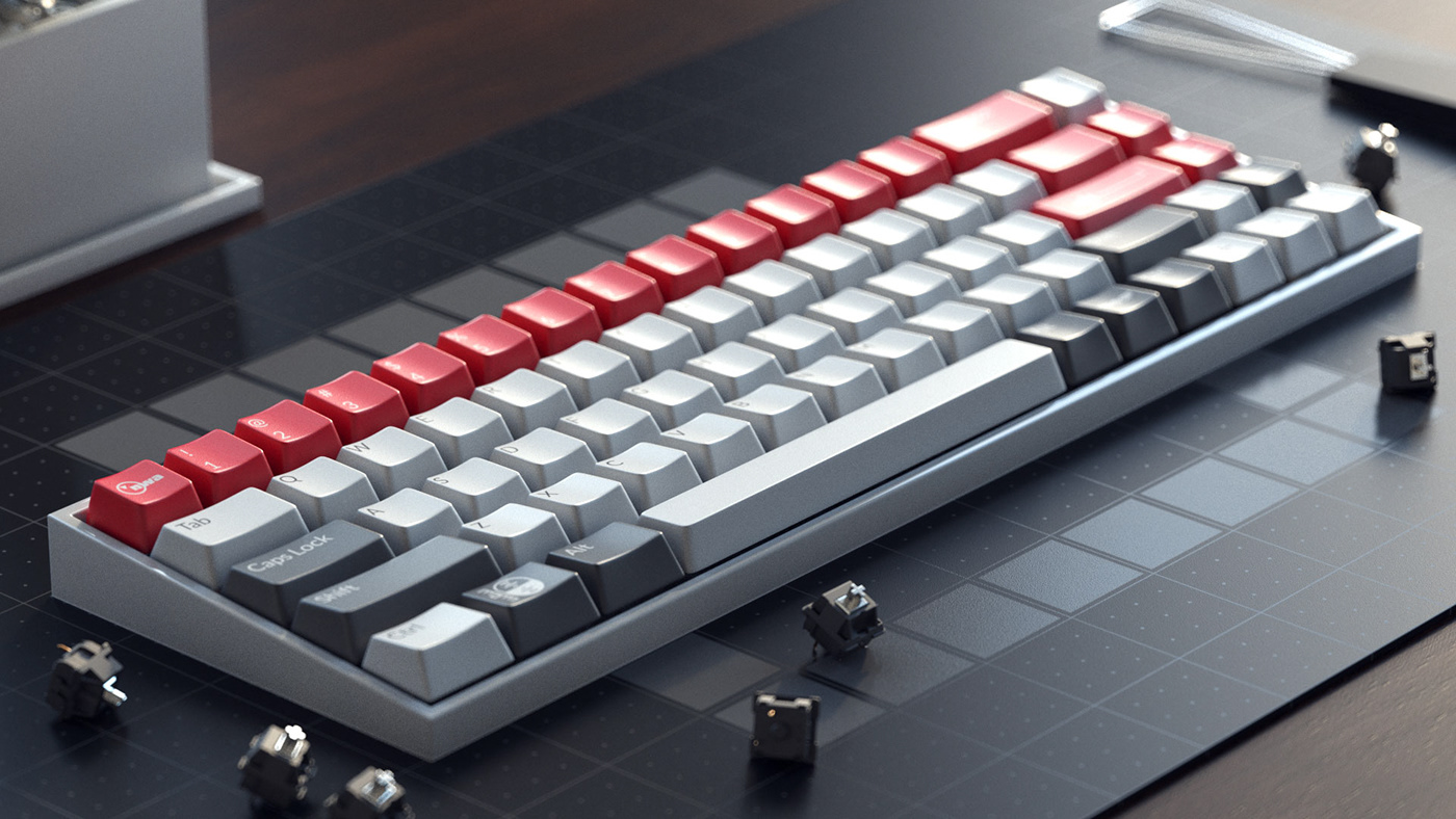 3D cinema 4d desktop keyboard product design  redshift Render airline aviation keycaps