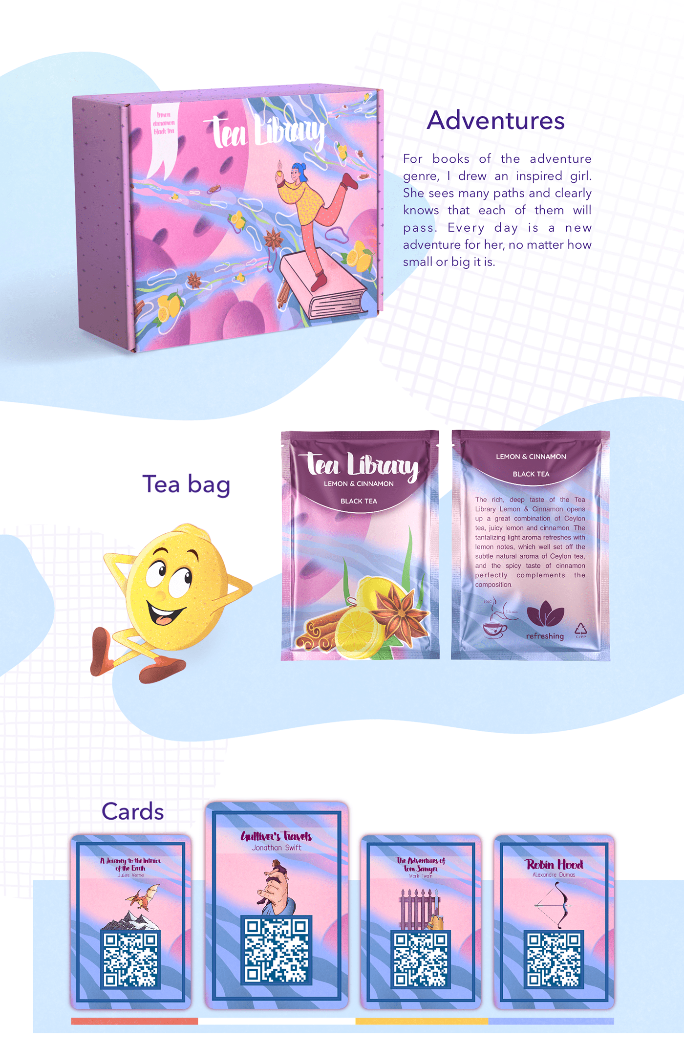 adventures cards design design concept Dystopias girls novels tea tea bag
