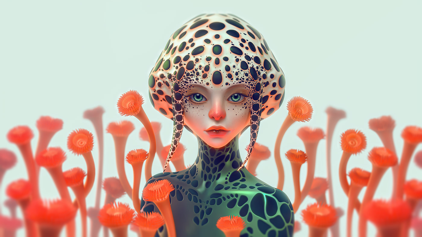 Character design  Digital Art  sculpting  corals underwater godess concept art Drawing  digital illustration art