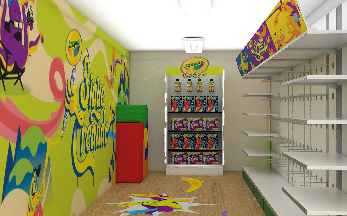 showroom Crayola Exhibition  product sigue creando gondola Cabecera
