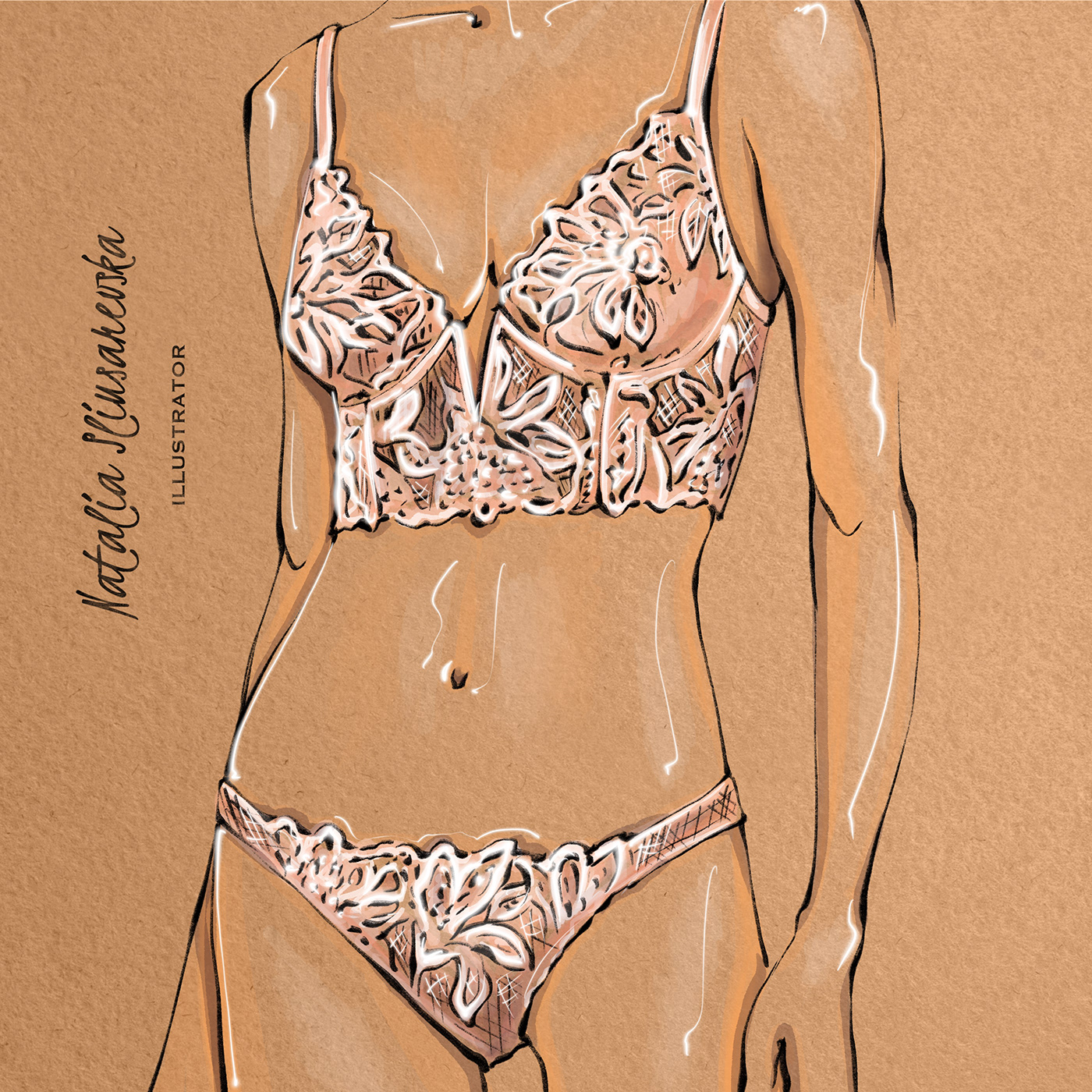 Digital Art  digital illustration fashion illustration lingerie Lingerie Design Procreate sketch