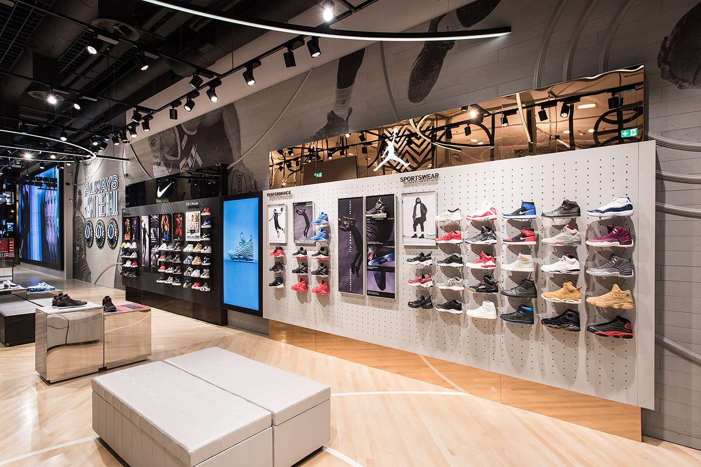 sports Nike environmental graphic interior graphic retail graphic spatial graphic sneakers lineart