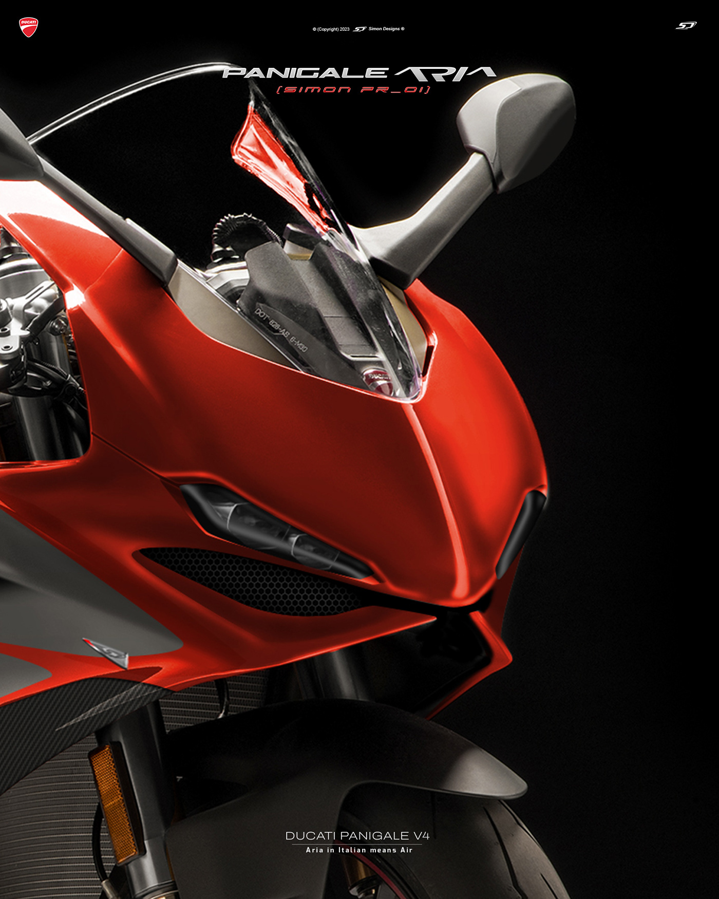 Simon Designs designer motorcycle art Ducati NEW DESIGN aerodynamica Ducati Panigale panigale aria