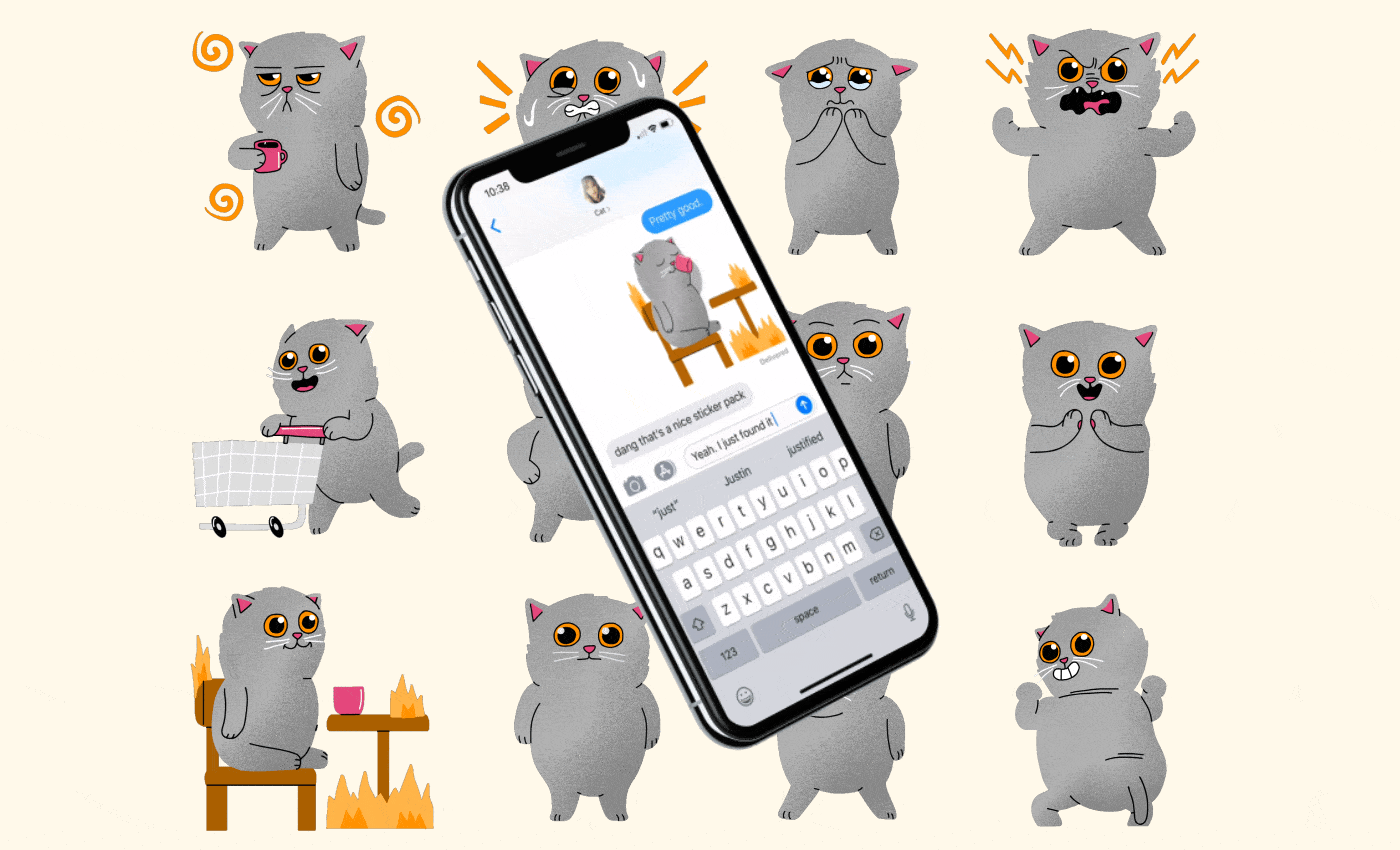 animated gif stickers imessage graphic design  cats funny
