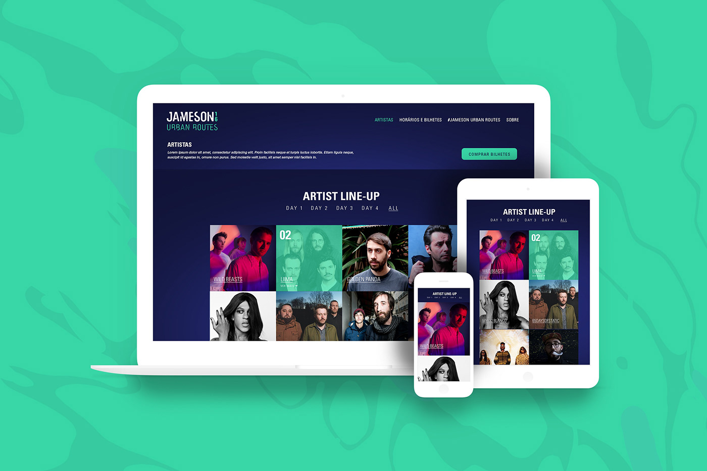 Web Design  web development  music Music Festival festival artists color mobile Responsive