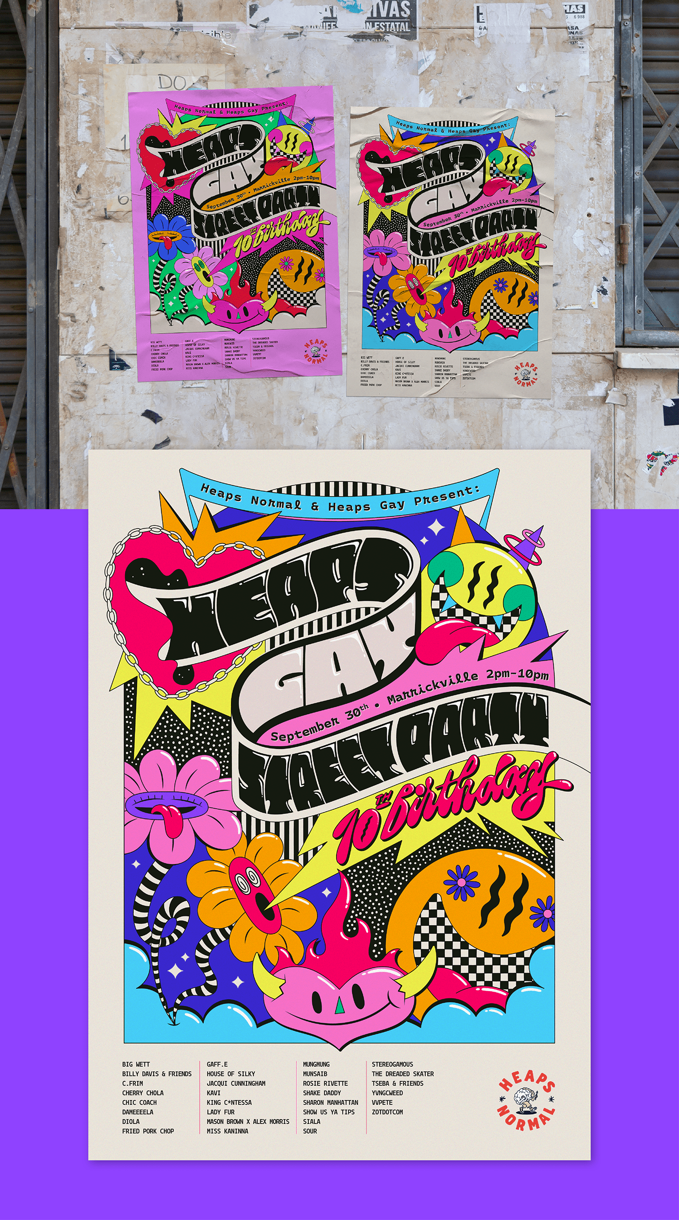 gay LGBT Street smiley Music Festival posterdesign lettering colorful vector art poster art