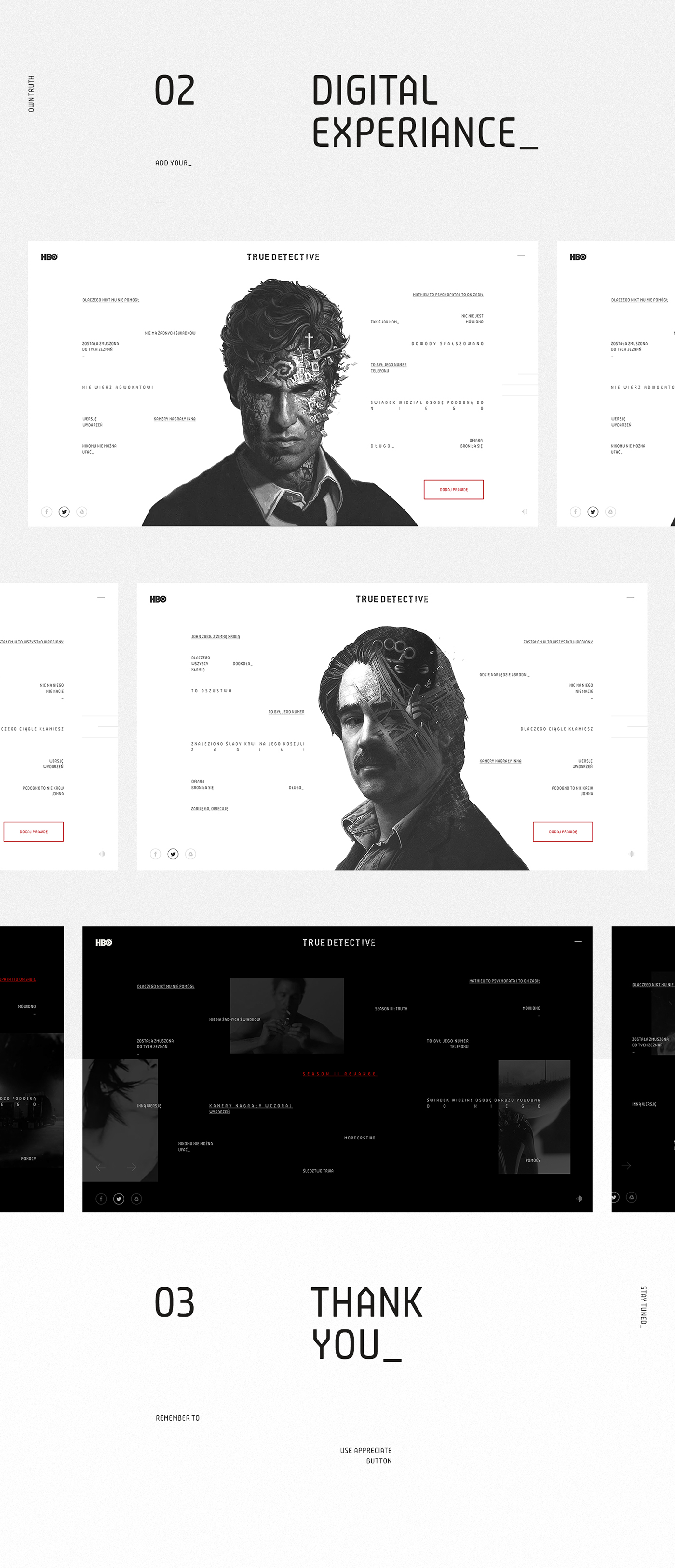 Webdesign True Detective  włodarczyk design Website art direction  bartosz włodarczyk