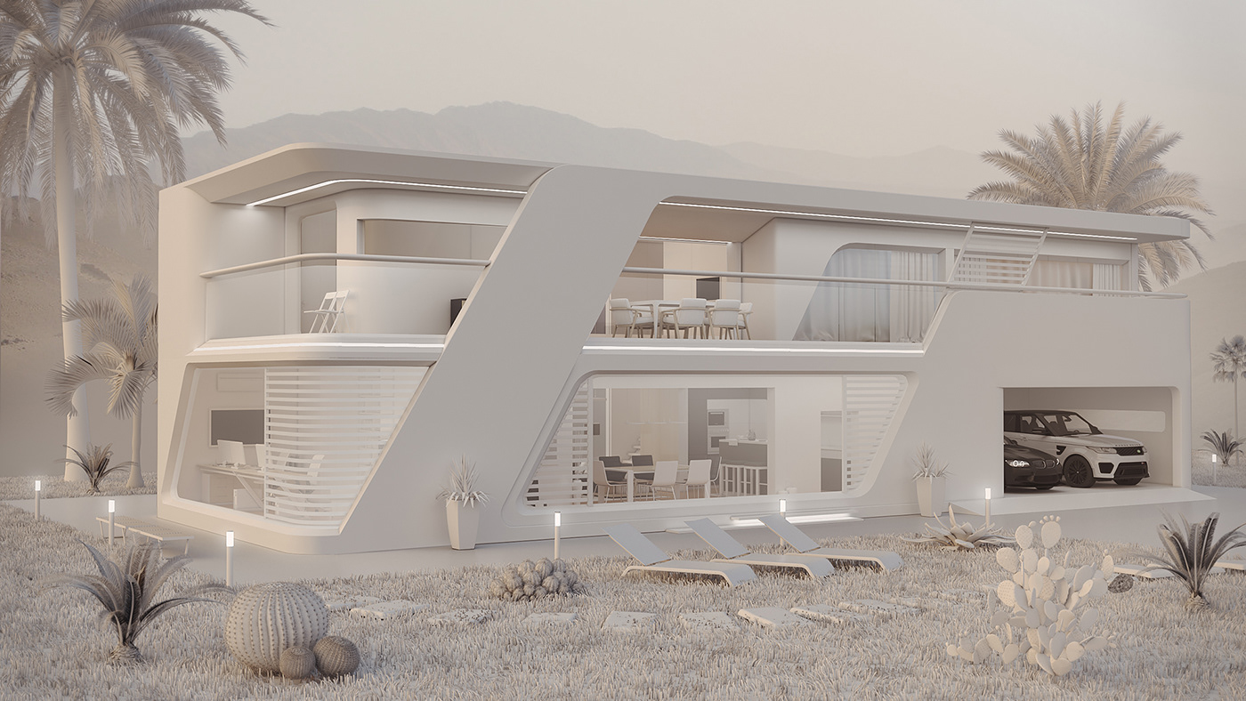 architecture building concept design environment hologram home house modern sci-fi