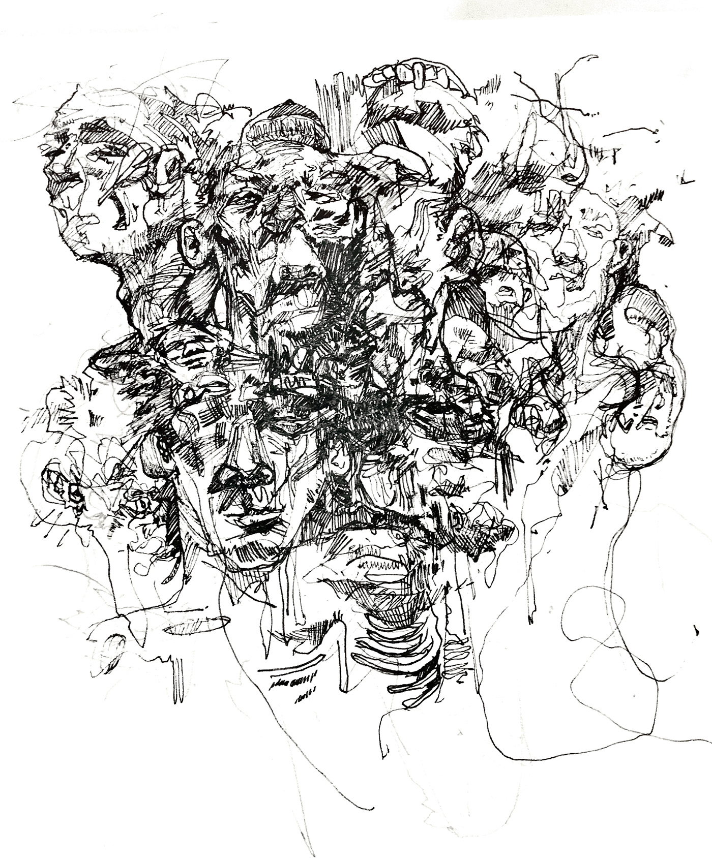 art faces Drawing  ink pen portrait artist face man