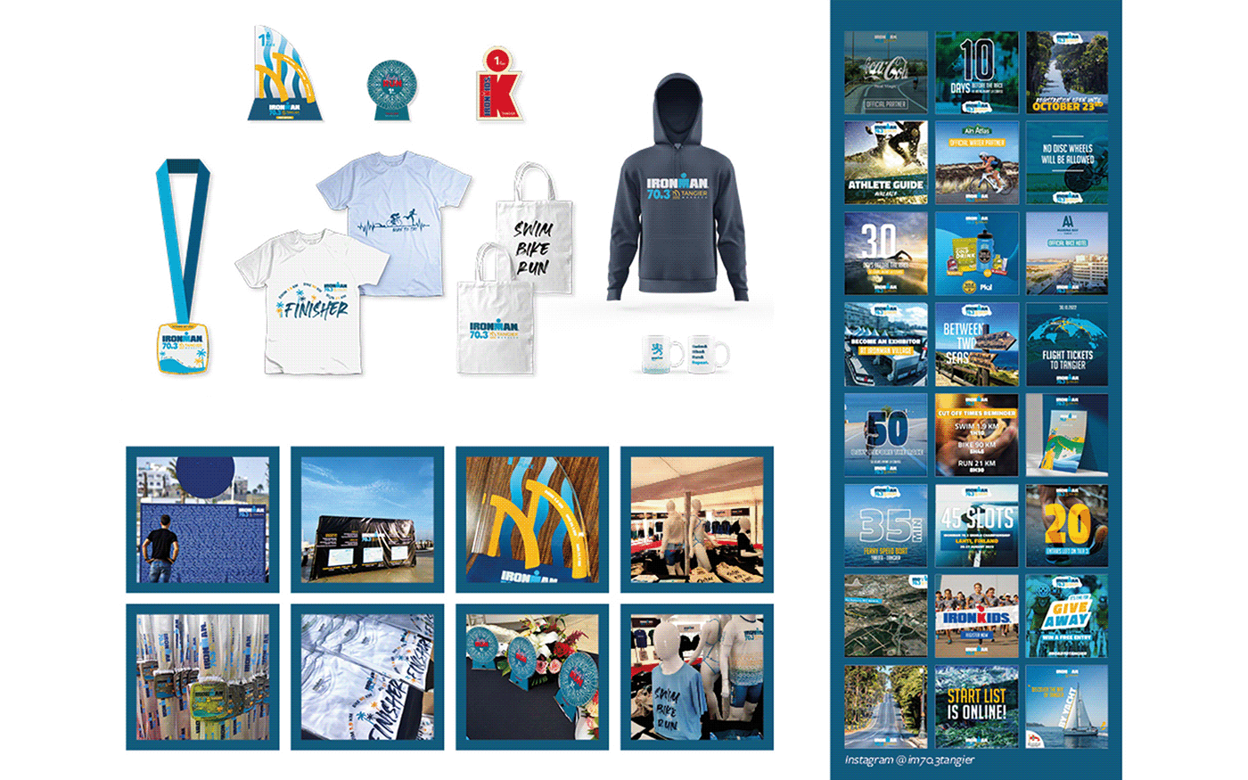 Triathlon graphic design  plans poster Socialmedia visual identity Goodies scenography international event