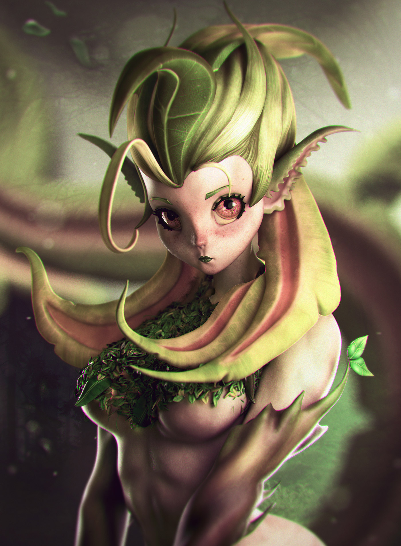 Zbrush vray 3ds max Character girl Nature cartoon Sculpt