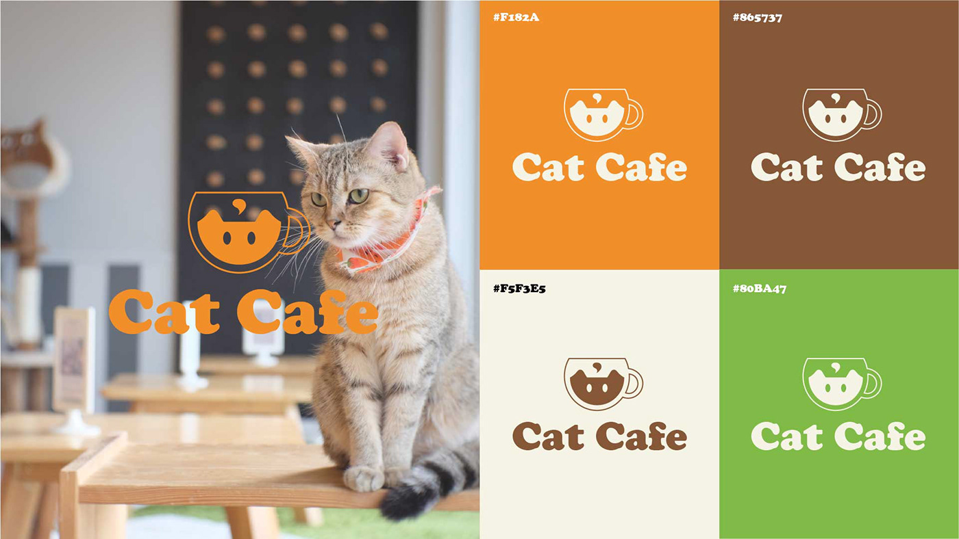 cafe logo cat cafe  cafe Coffee Cat graphic design  identity Brand Design adobe illustrator Logo Design