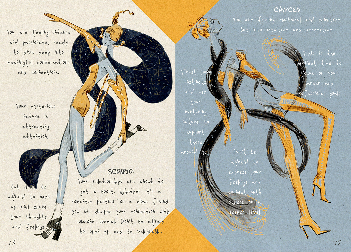 Horoscope Astrology zodiac Fashion  fashion illustration Digital Art  art direction  Character design  illustrations digital illustration
