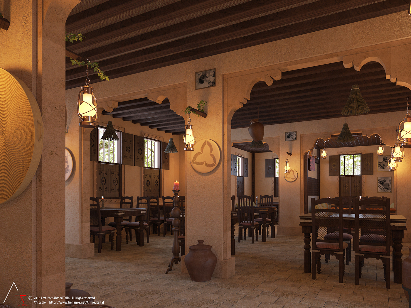 Heritage restaurant restaurant old historic islamic arabic 3dmax vray Interior food court