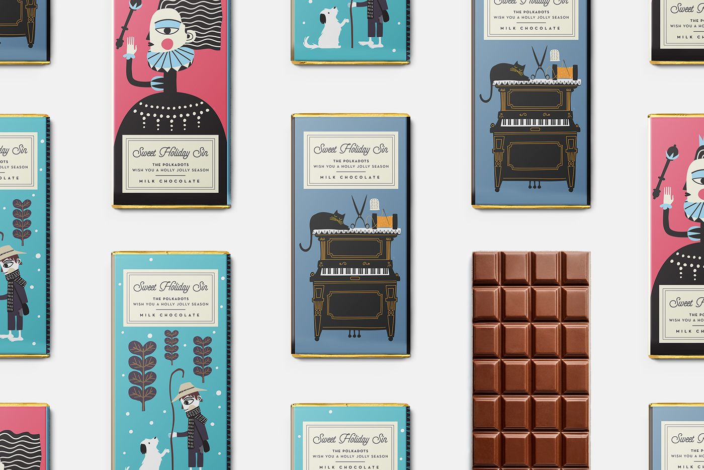 chocolate Packaging ILLUSTRATION  Christmas gift novels pattern Food 