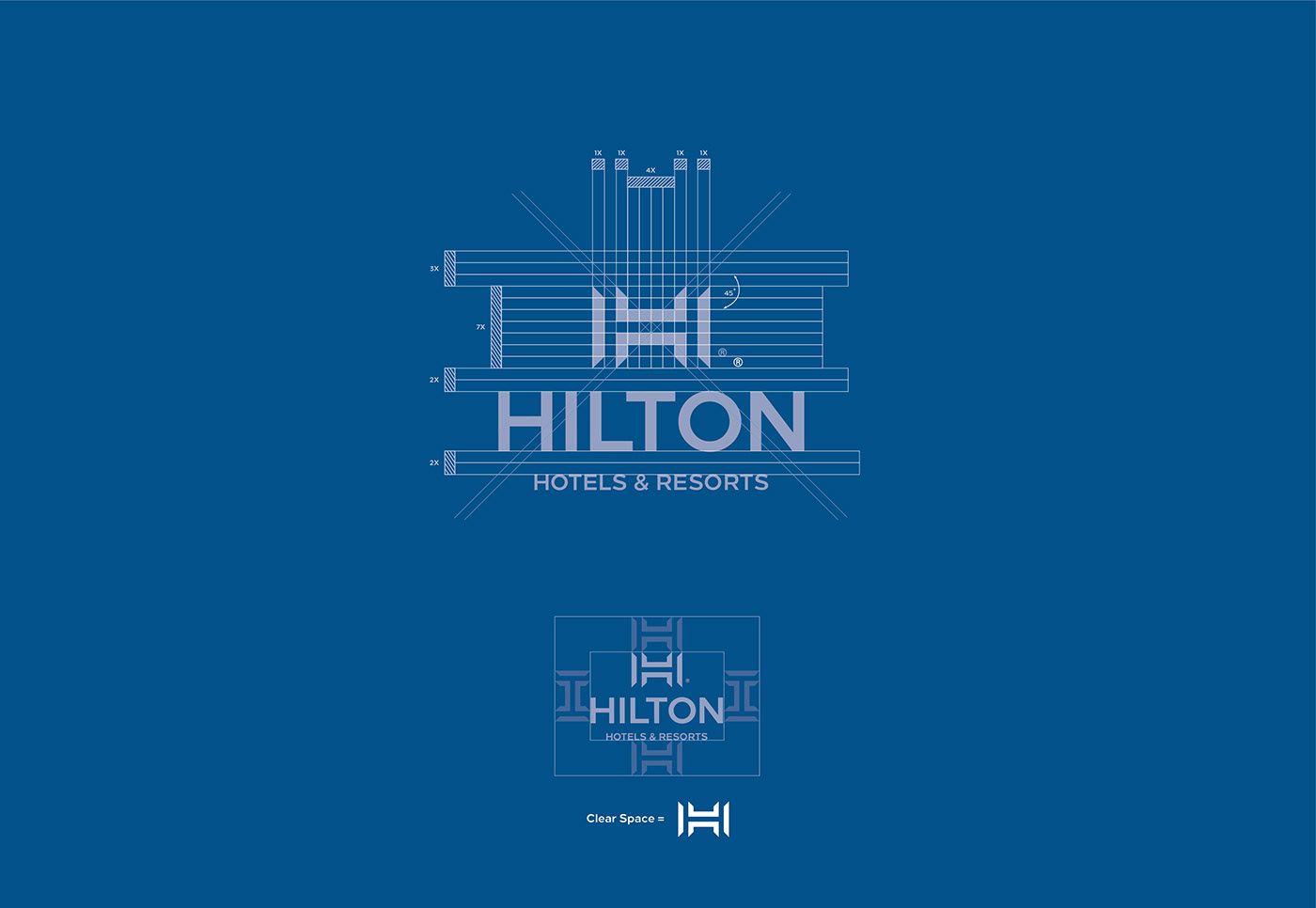 Hilton hotel letter h luxury negative space rebranding resort