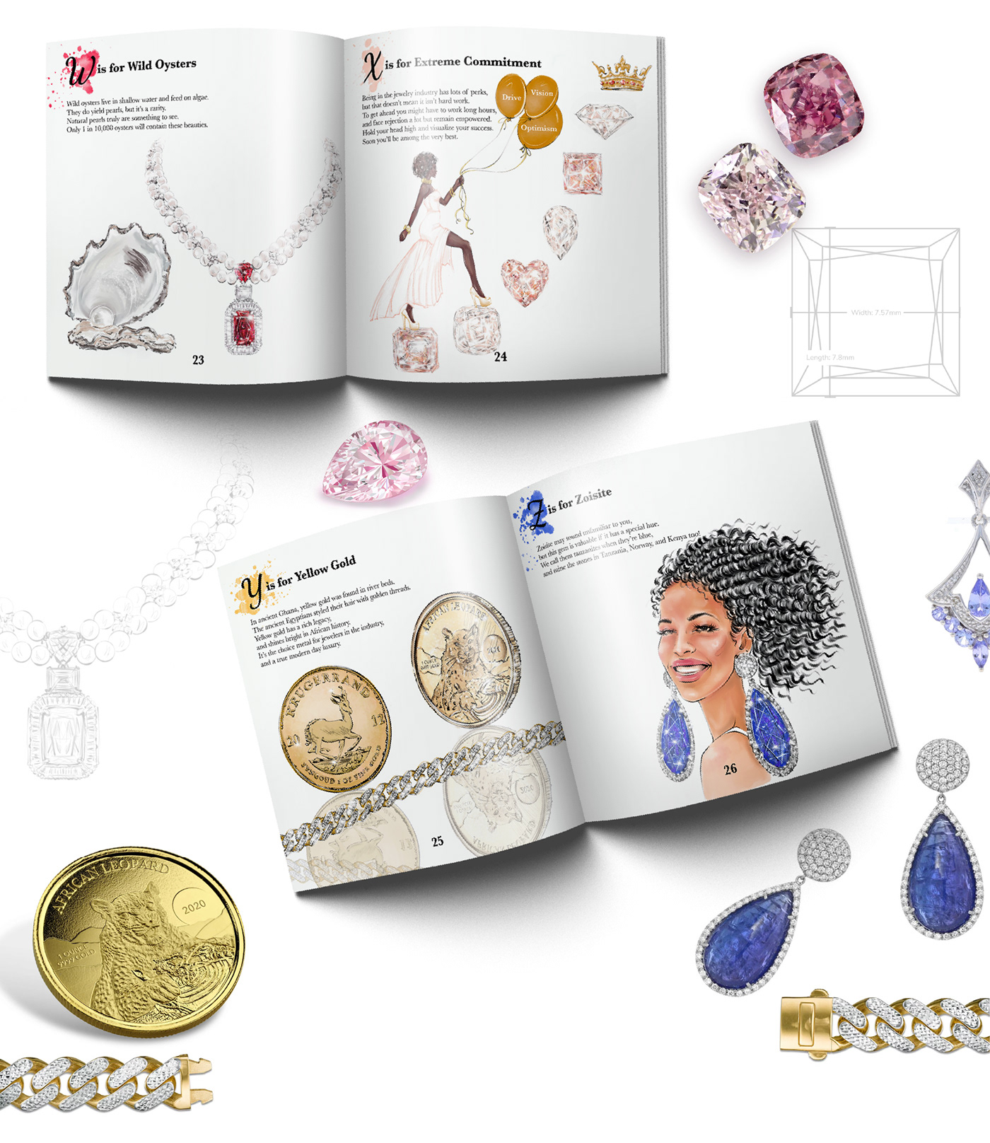 book design book cover book illustration luxury jewelry Jewelry Illustration Jewellery jewellery illustration children illustration ABC Book