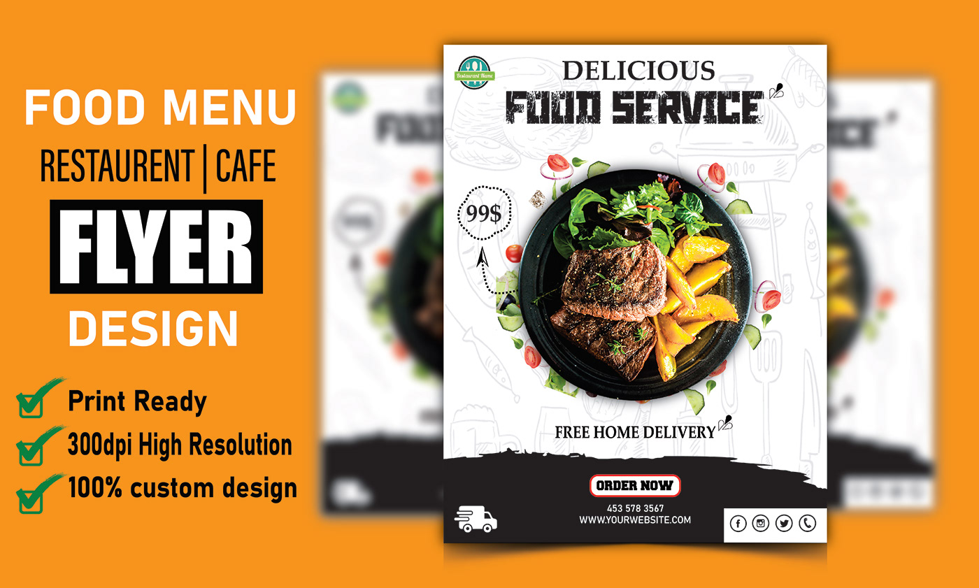 food flyer restaurant Graphic Designer design brand identity food flyer design food flyer template