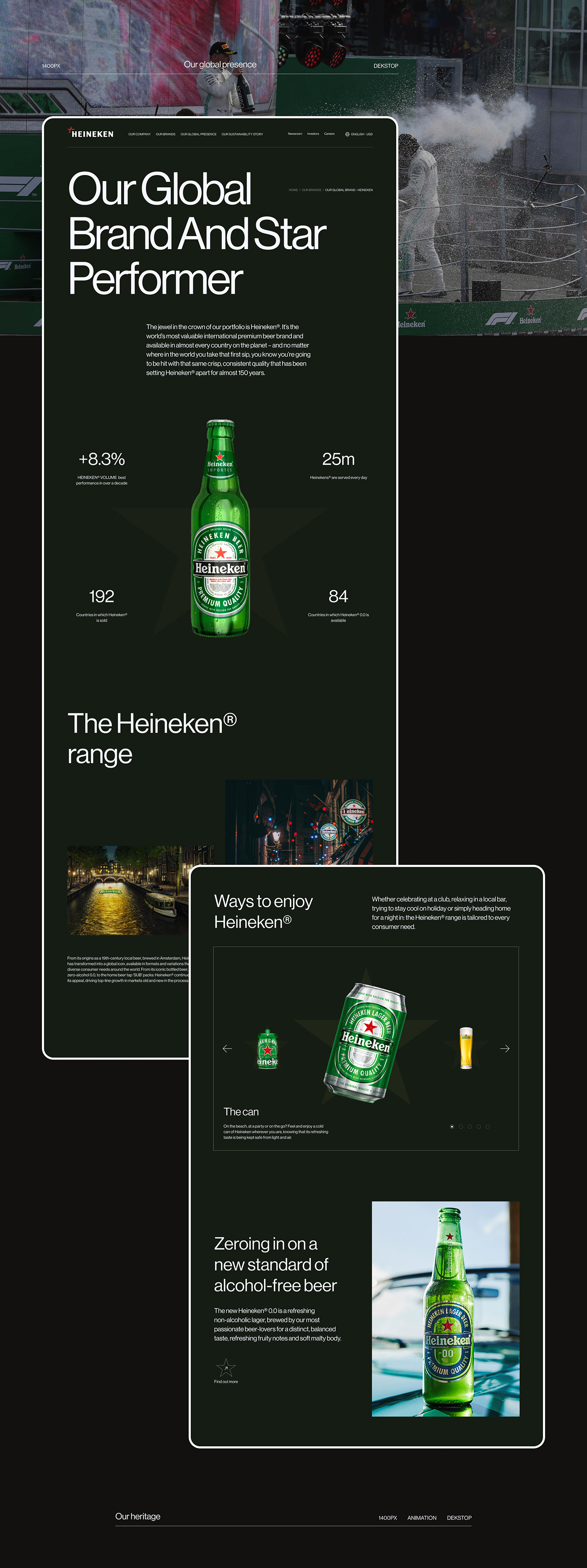 animation  concept heineken interaction Interface redesign ux/ui Web Design  Website