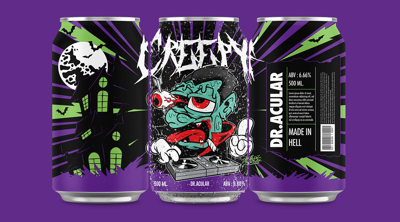 craft beer design Halloween ILLUSTRATION  monster Packaging vector
