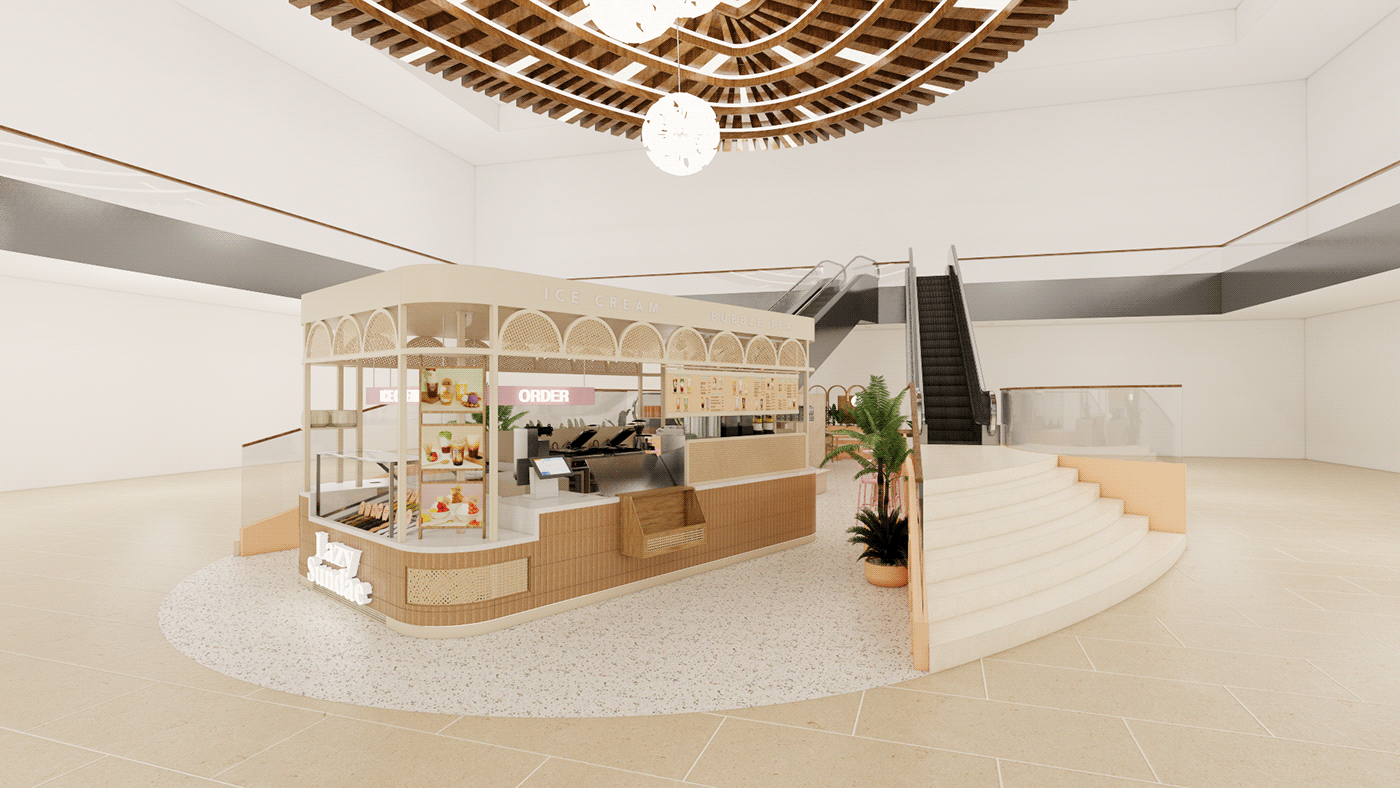 commercial design interior design  Shop design ice cream shop visual identity 3d modeling 3d render visualization Render commercial space