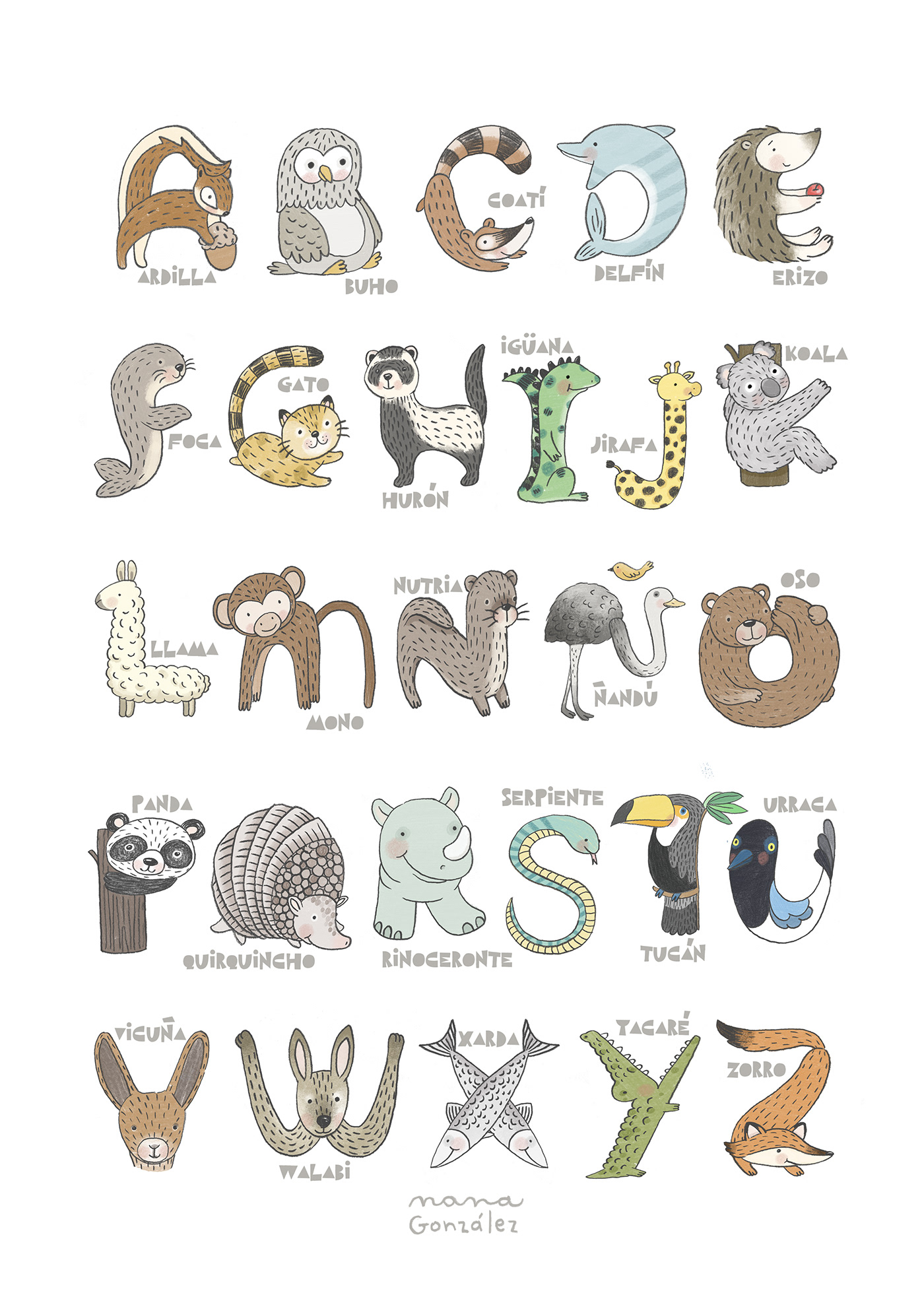 ABC abecedarioilustrado animals childrenbook ChildrenIllustration digitalart digitalpainting ILLUSTRATION  Ilustração ilustracion