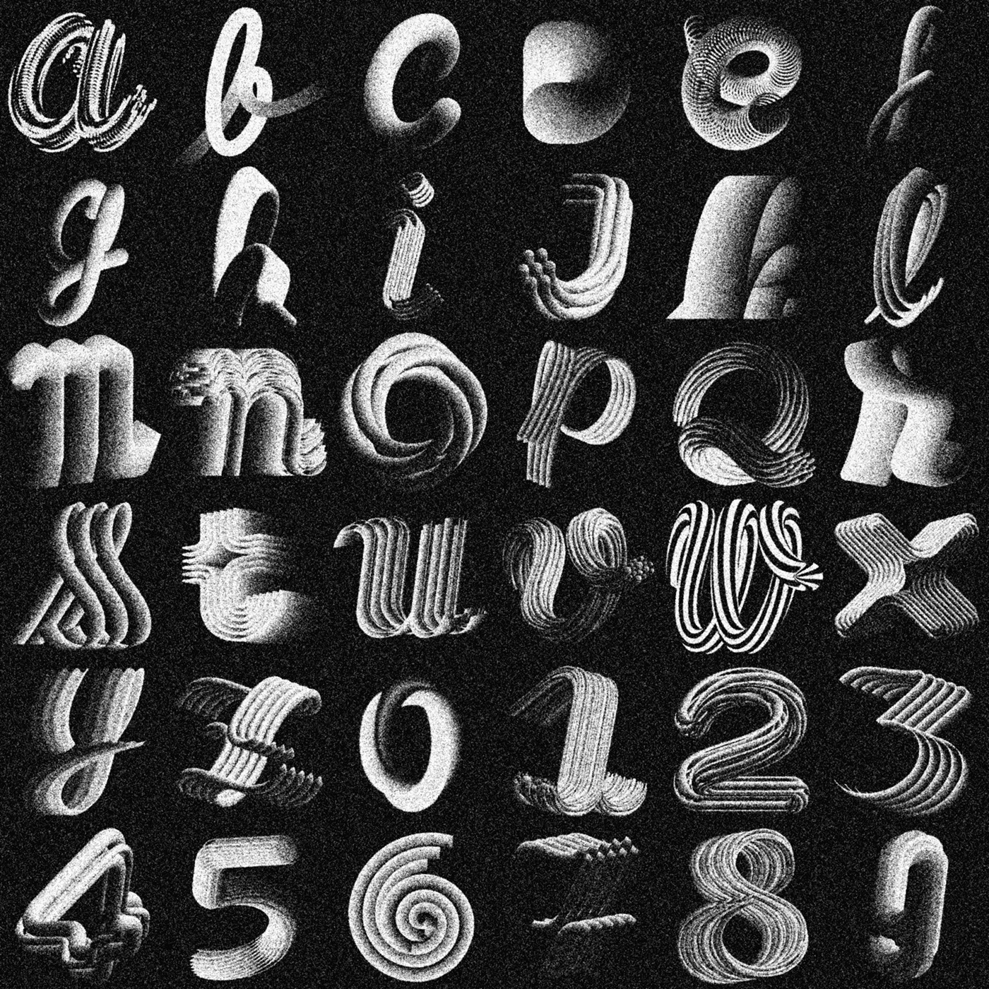 typography   lettering grain graphic design  36 days alphabet letter art direction  instagram Brutalist