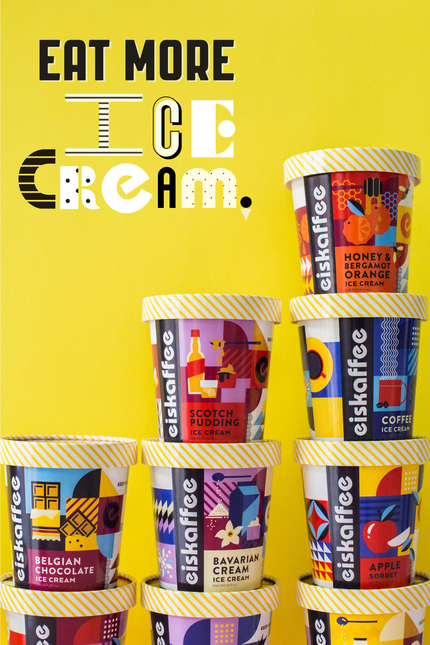 branding  Coffee ice cream logo Packaging pints