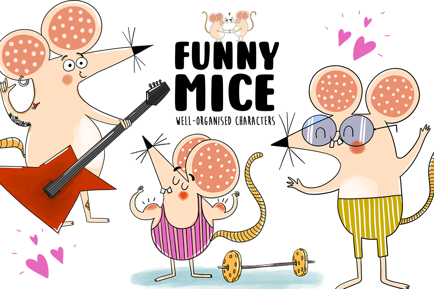 animals cartoon Character design  creative market cute cute illustration kids mice mouse Procreate